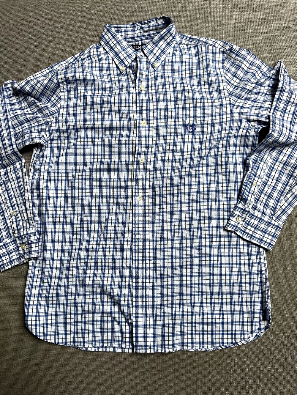 Chaps Men's Long Sleeve Plaid Button Down Shirt, Size M